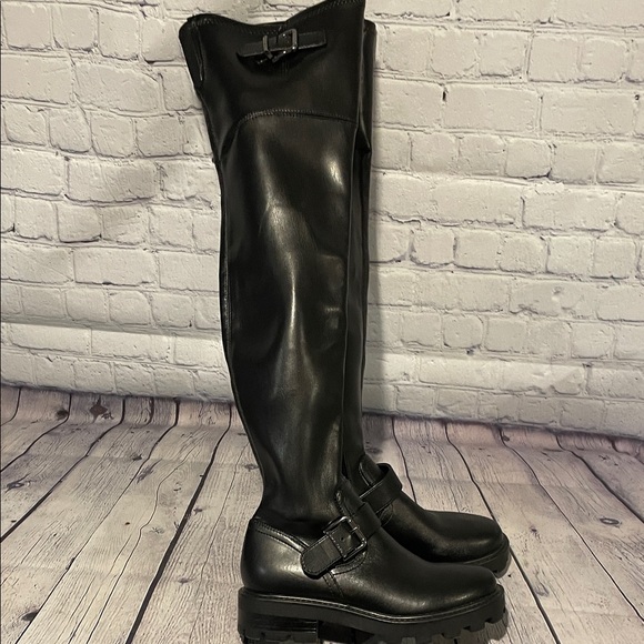 Nine West Black Over-the-Knee Boots with Buckle Detail Nemba boots 5 1/2 - Picture 4 of 10